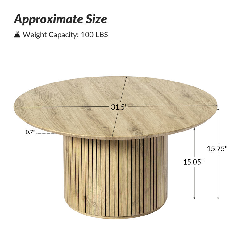 Table basse ronde en bois manufacturé Marrina, Chêne