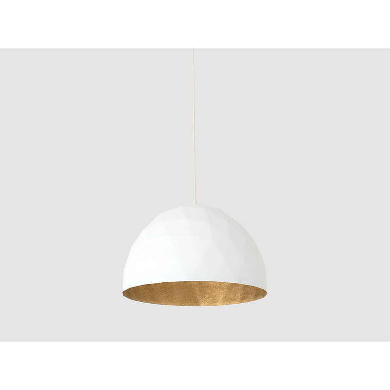 Sandown 1 - Light Dome Pendant, White, White/Gold, 100cm H x 50cm W x 50cm D