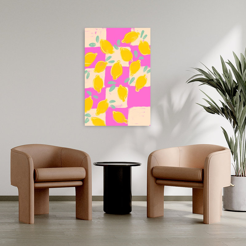 «Freshlemonsno04», art abstrait moderne aux fruits éclatants, H 36 po x l 24 po