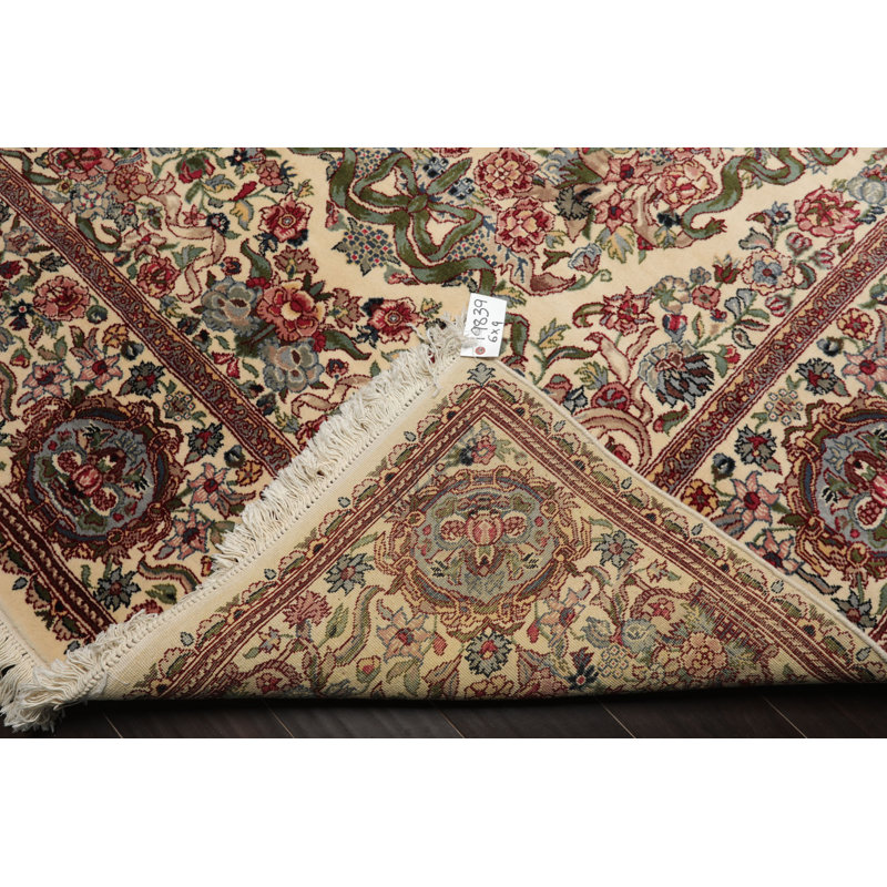 Tapis soyeux en laine nouée à la main 6 x 9 po