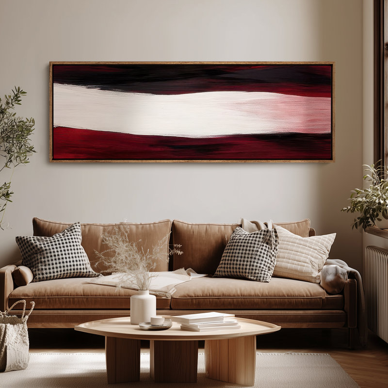 Très grand art mural rétro encadré pour art classique, H 20 po x l 60 po, Naturel