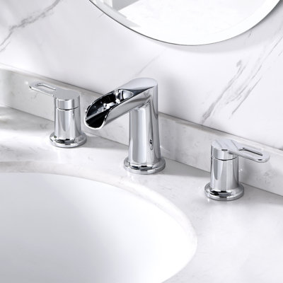 Widespread Bathroom Faucet with Drain Assembly