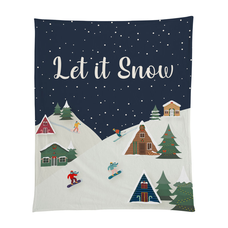 Couverture de Noël moelleuse 50 po x 60 po avec envers blanc Let it Snow