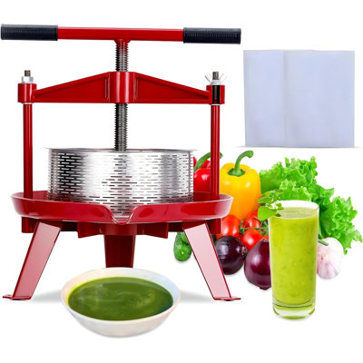 1.32 Gallon (5L) Stainless Steel Manual Fruit Wine Press - Multi-Purpose Press for Cider, Honey, Olive Oil & Vegetables