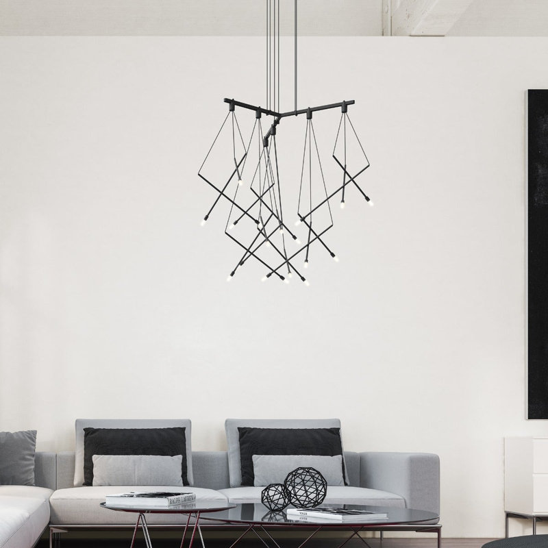 Lustre géométrique linéaire à 6 lumières Suspender®