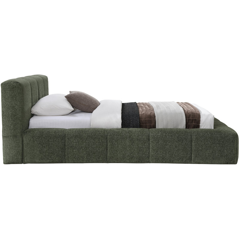 Carlin Chenille Fabric Bed, Olive Chenille Fabric, Twin