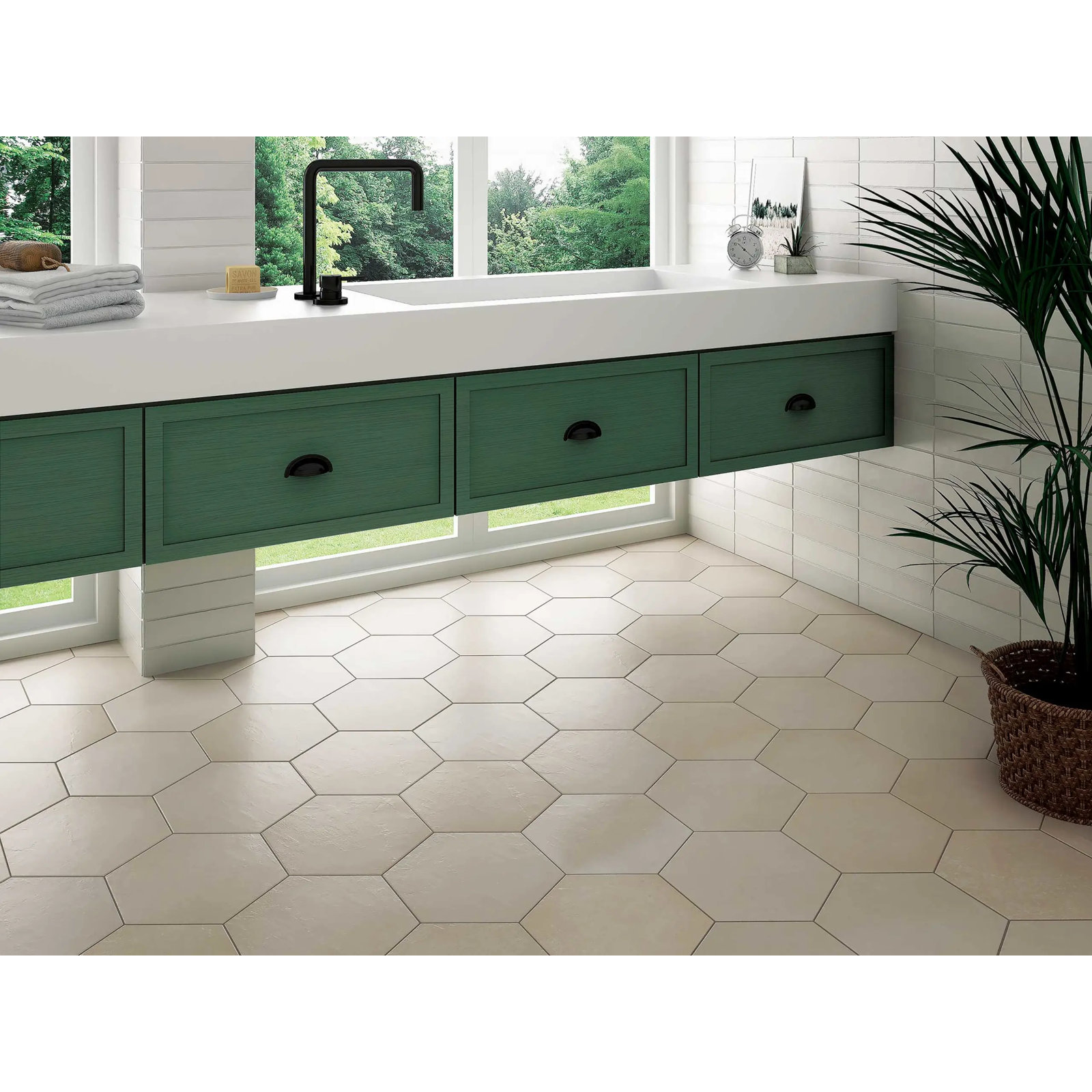 Makoto 18 Pieces - Matte Hexagon Porcelain Tile, Tatami Beige