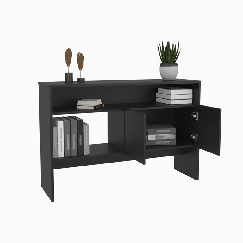 Console avec armoire à double porte, Noir, noir, noir, noir
