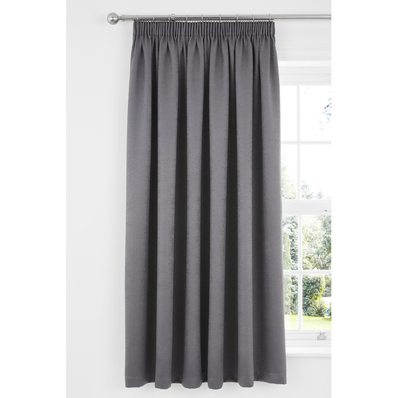 Chelsea Pencil Pleat Room Darkening Curtains, Width 183cm x Drop 228cm, Charcoal