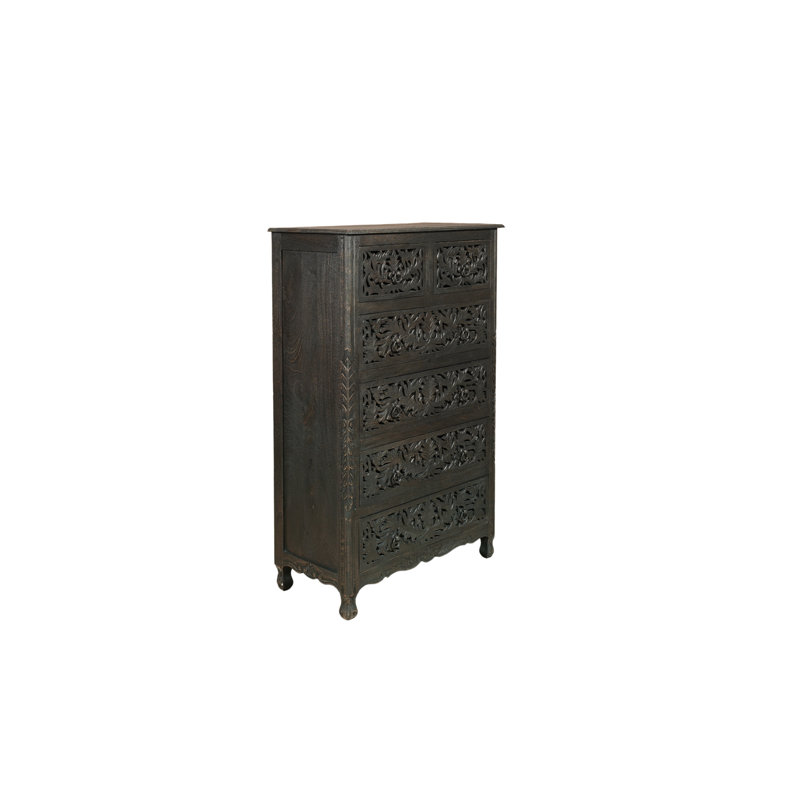 Harleen Solid Wood 35 " W 6 - Drawer Dresser, Black