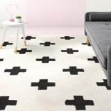 Tommen Machine Woven Geometric Black/White Area Rug
