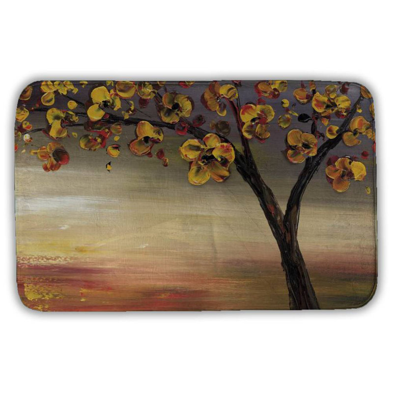 Fall tree Bath Mat with Non-Slip Backing - Quick Dry Memory Foam Bathroom Rug - Absorbent - Modern Plush Spa-Style - Machine Washable