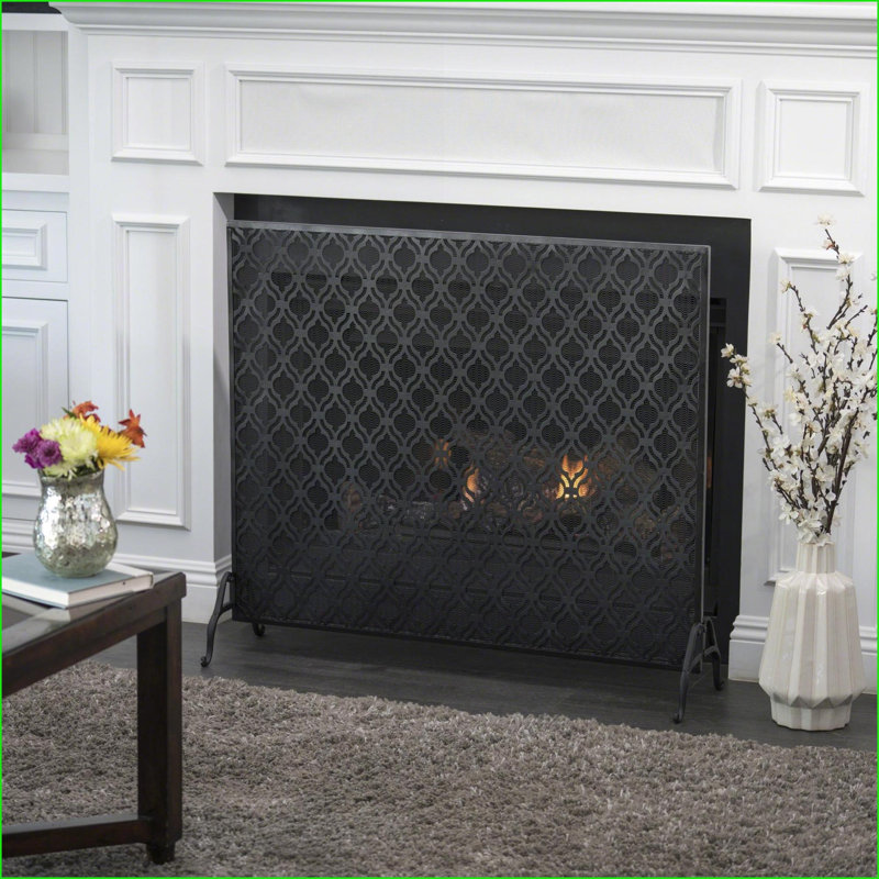 Pare-feu | Panneau simple moderne | L 39,5 po x H 35 po | Noir | Fer
