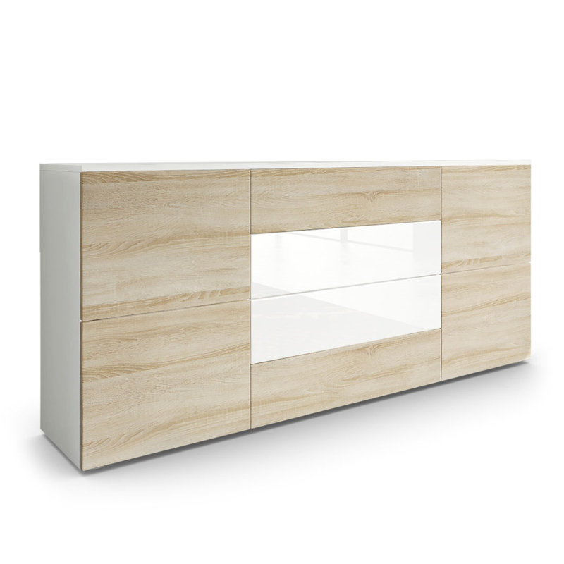 Mccraney Sideboard, White (matt)/Oak/White (glossy)