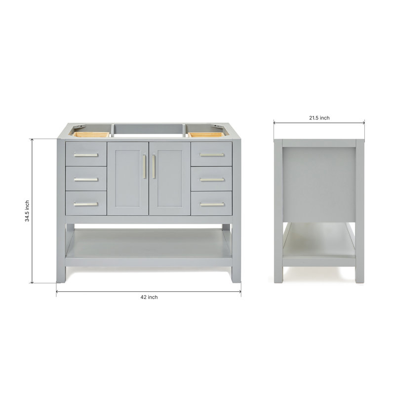 42'' W Single Bathroom Vanity Base, Gray