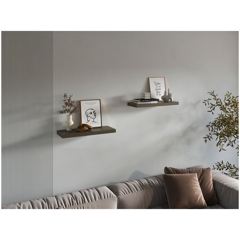 Tablettes flottantes, olive, 2 tablettes, H 1,50 po, Olive