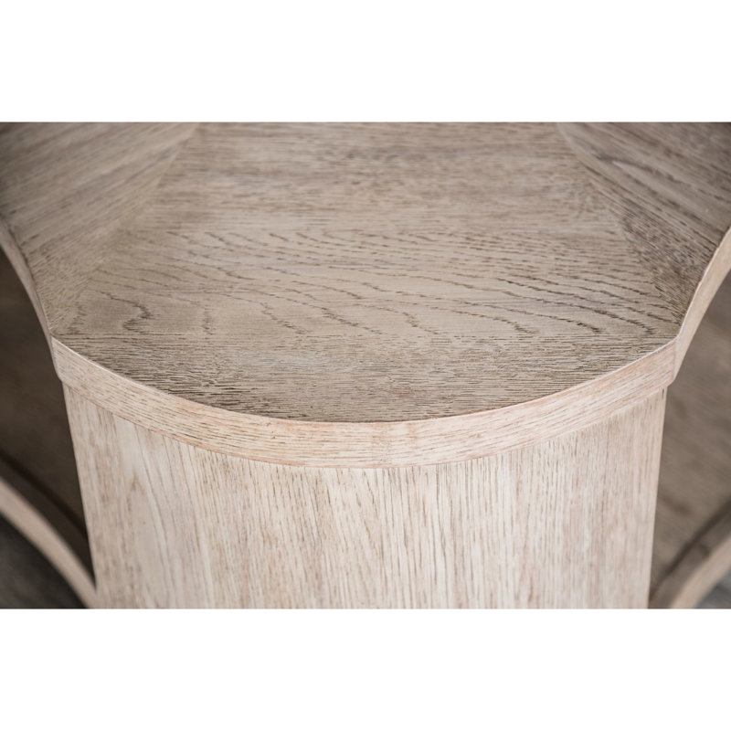 Moderne, table basse, finition chêne, bois d'hévéa, tablette inférieure, rangement ouvert, bois d'ingénierie