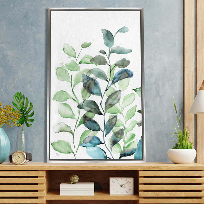 Cascade par Nan - peinture sur toile à cadre flottant, H 33,5 po x l 21,5 po