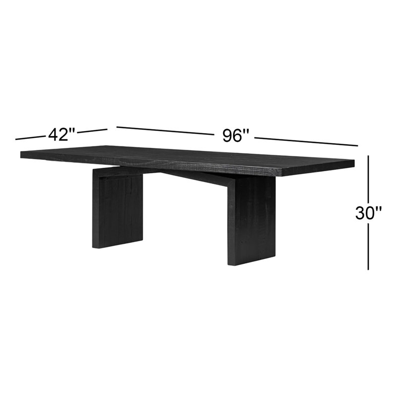 Matthes Solid Wood Dining Table, Aged Black Pine