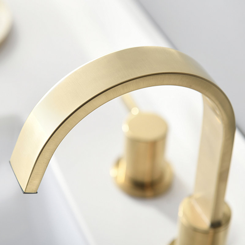 2-handle Bathroom Faucet with Drain Assembly, Brushed Gold