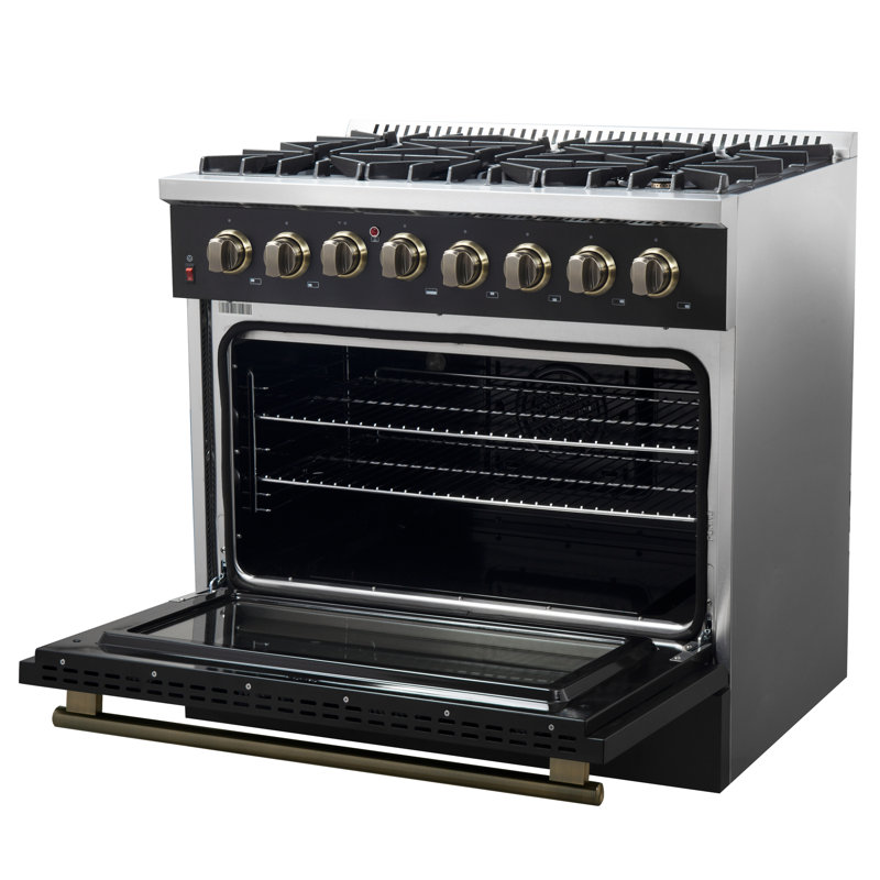 Forno Galiano 36" Dual Fuel Range in white, black, blue or red, 83,000 BTU, 5.36 cu.ft. Oven, Black