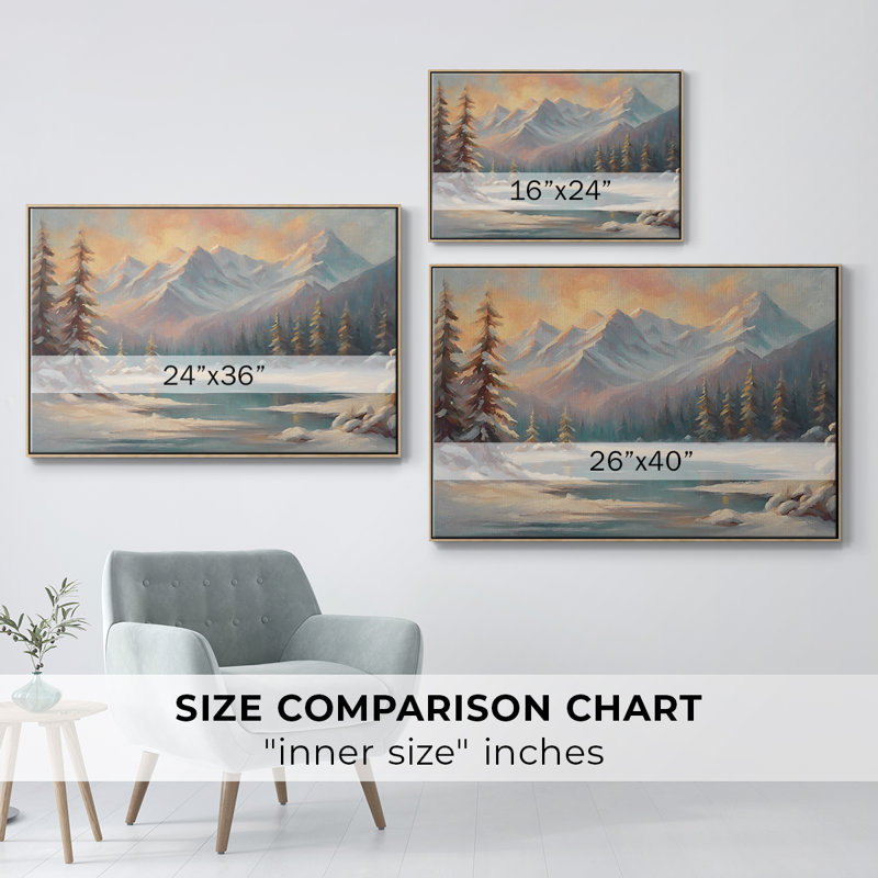 Paysage rétro - CL XXXII, Toile encadrée flottée blanche, H 27 po x l 41 po x P 2 po