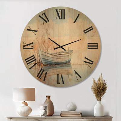 Small Boat at the Lake – Extra Large Ocean Wood Wall Clock