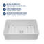 Évier de cuisine en céramique 33 po x 33 po avec grille et crépine -126562358