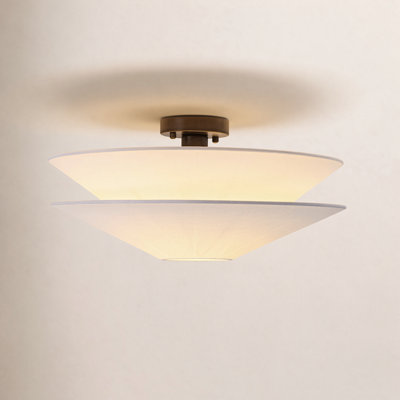 1 - Light French Medieval Linen Fabric Tiered Gull Semi Flush Mount
