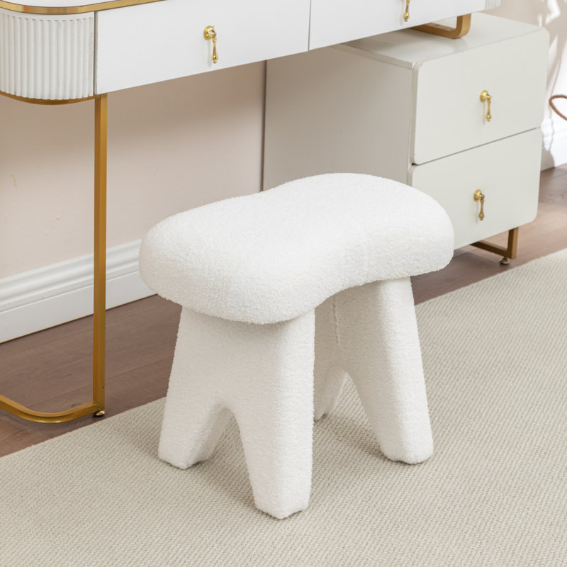 Fauteuil de maquillage en fausse fourrure, Blanc