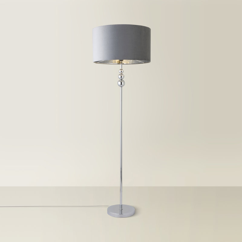 Aaiza 145cm Traditional Floor Lamp, Mirrored, Grey/Chrome, No