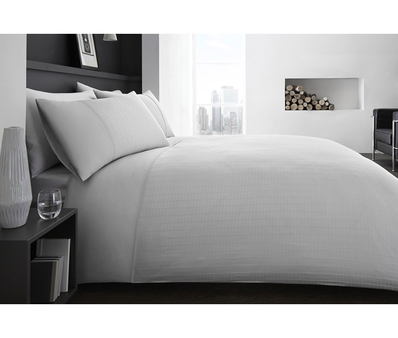 Cotton Blend Solid Colour Duvet Cover Set with Pillowcases, Super King - 2 Standard Pillowcases, Grey