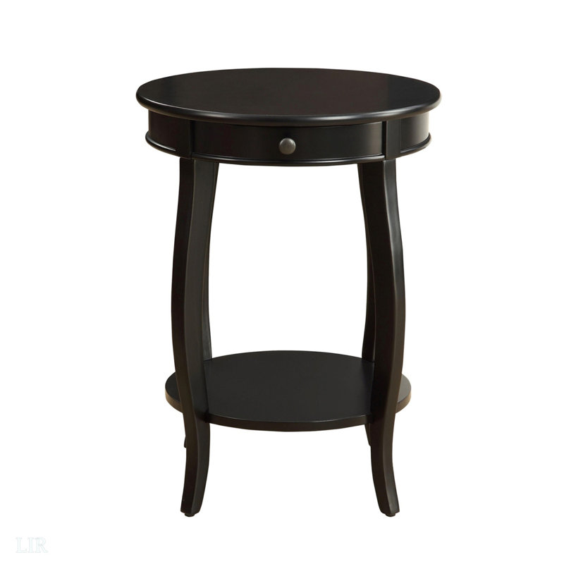 Table d'appoint ronde avec 1 tiroir et rangement ouvert
