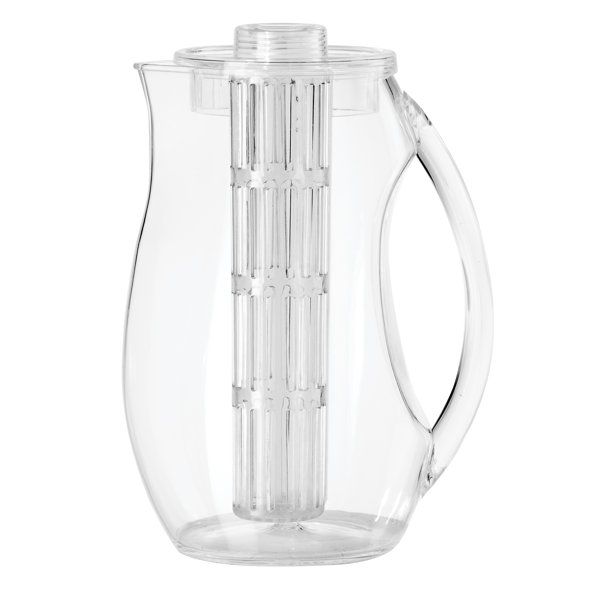 Ebern Designs 34oz Clear Plastic Water Carafe Pitchers with Black Flip Top Lid Ebern Designs Color: White/Clear