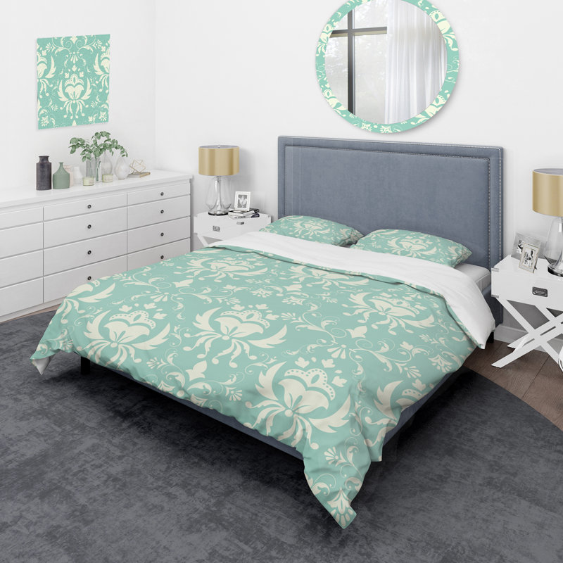 Ensemble de housse de couette en microfibre bleu ciel / blanc 3 pièces, Housse de couette pour très grand lit et 2 très