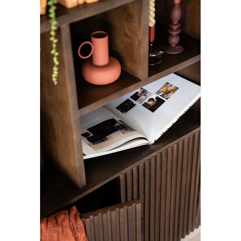 Brown Mango Wood Vertical Bookcase with Doors
