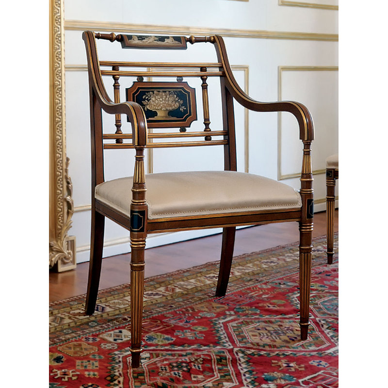Ladder Back Arm Chair in Cherry/Beige