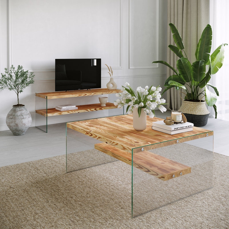 Table basse à tréteaux avec rangement