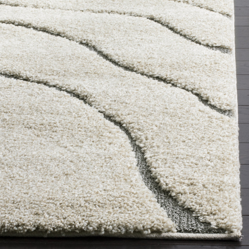 Tapis crème / gris Ashal, Rond 6 pi 7 po