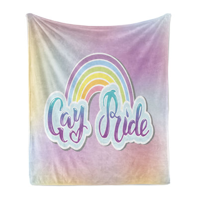 Ambesonne Pride Fleece Throw Blanket Gay Pride Clouds and Rainbow Multicolor