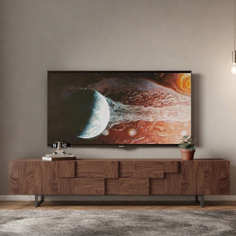 Meuble télé de niche de style rétro, H 19,68 po x L 94,48 po x l 15,74 po