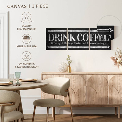 Drôle de café sur toile, ensemble de 3 pièces