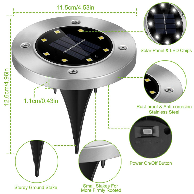 Silver/Black Solar Powered Acrylic Well Light