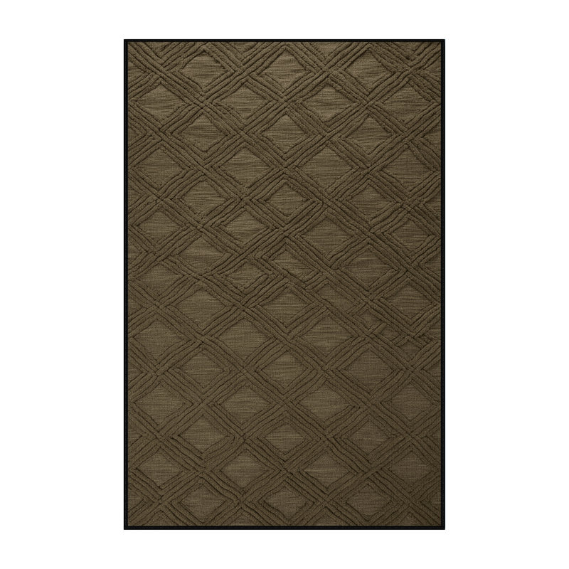 Tapis brun treillis lavable à la machine, Rectangle 5 pi x 7 pi