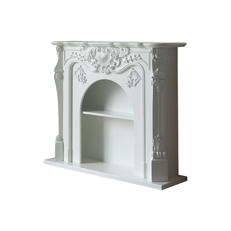 White Solid Wood Freestanding Fireplace