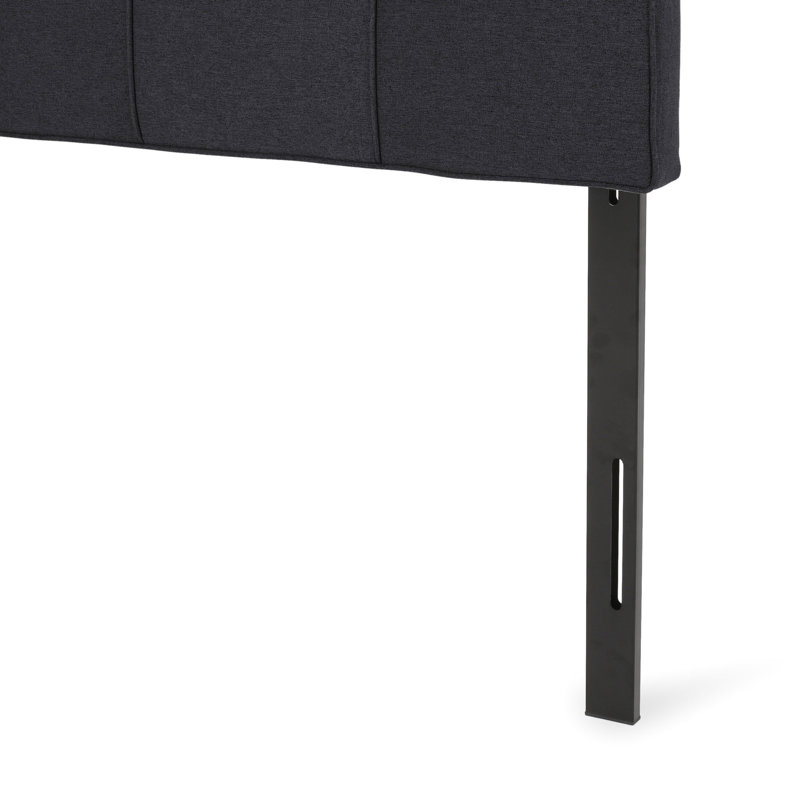 Tête de lit pour lit très foncé en tissu foncé foncé avec motif gaufré contemporain, Noir