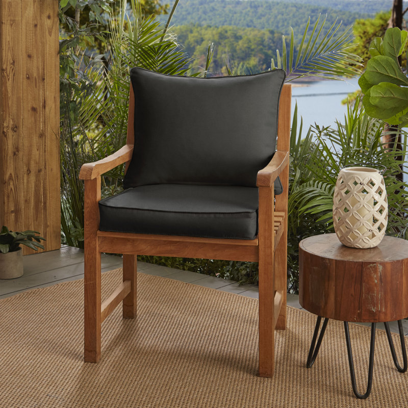 Strasse Desma Indoor/Outdoor Sunbrella Seat/Back Cushion, Sunbrella - Canvas Black, 5" H x 23.5" W x 23" D