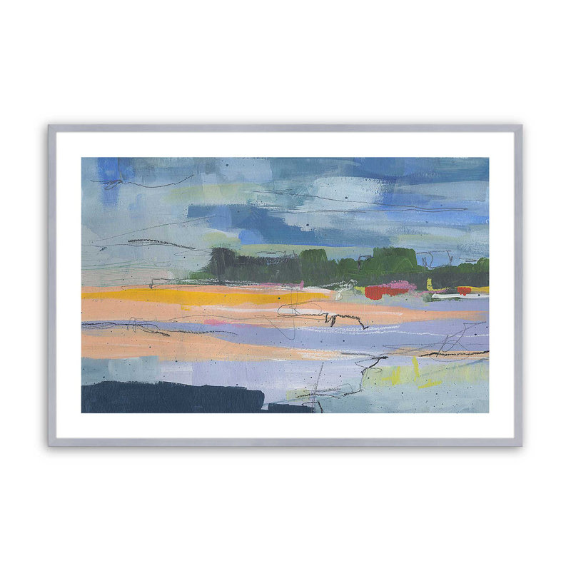 «Twilight's First Glow» encadré sur papier par Jan Weiss, Chrome poli, H 13,25 po x l 17,25 po x P 1,25 po