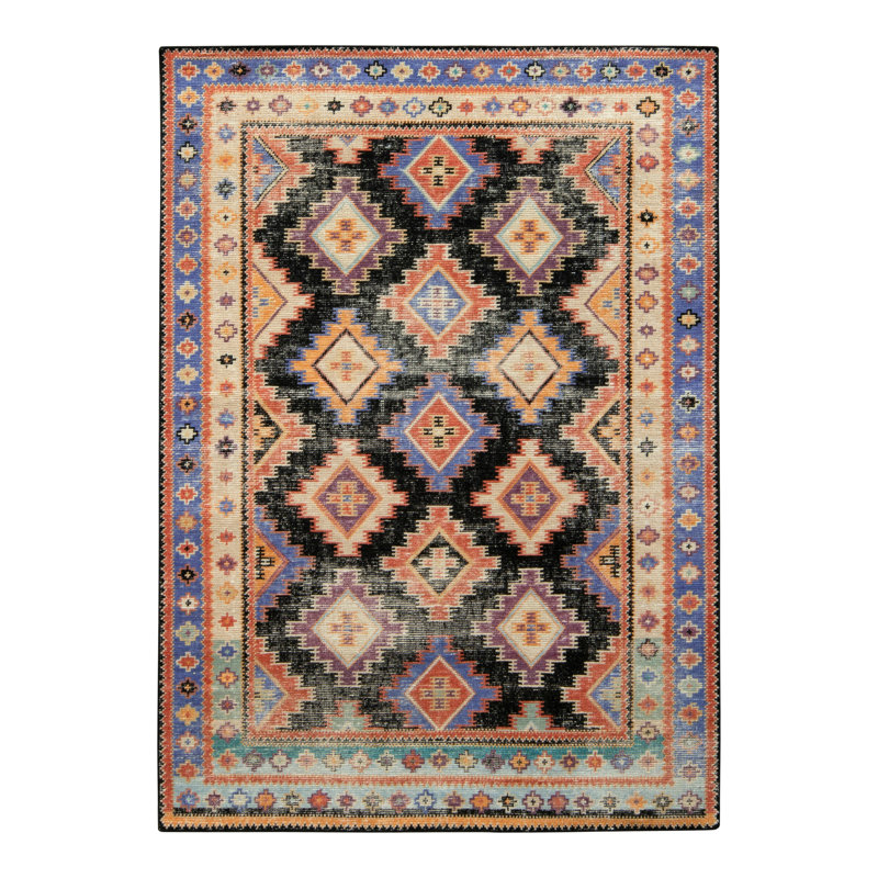 Distressed Homage Hand Knotted Wool Geometric Area Rug, Runner 3' x 8'