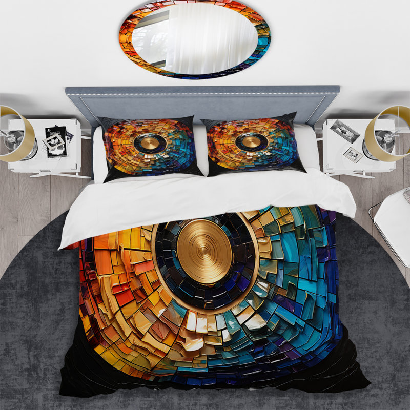 Ensemble de housse de couette Colorful Vinyle, Housse de couette pour grand lit et 2 taies décor